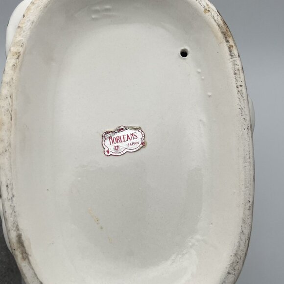 Vintage Norleans Old Man Dog Girl Apple Cart Japan Bisque Porcelain Art Figurine - Picture 5 of 10